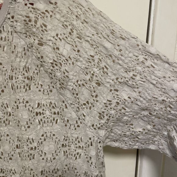 Chico’s Womens Beige Noel Novelty Texture Tunic Top w/ Knit Trim Size 2 Large - Picture 5 of 6